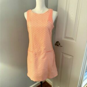 Lucy Paris Peach/white a line MIDI Dress Size S
